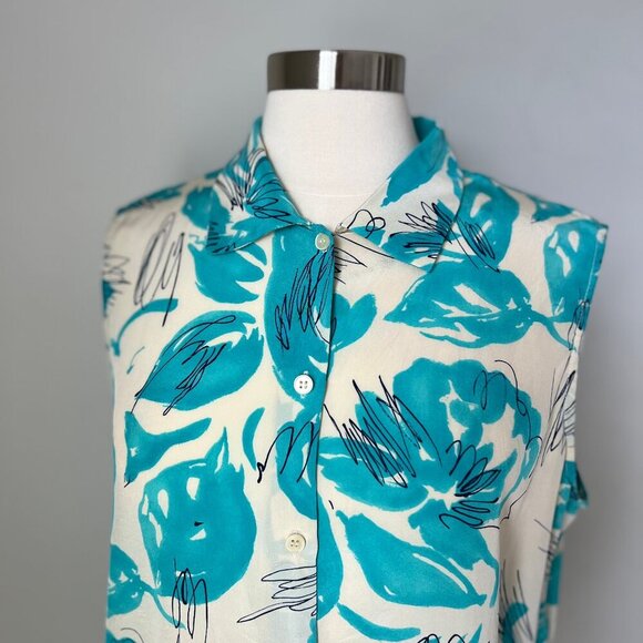 Vintage Women 100% Silk Blouse Floral Artsy Nature-Inspired Size 16 - Picture 5 of 16